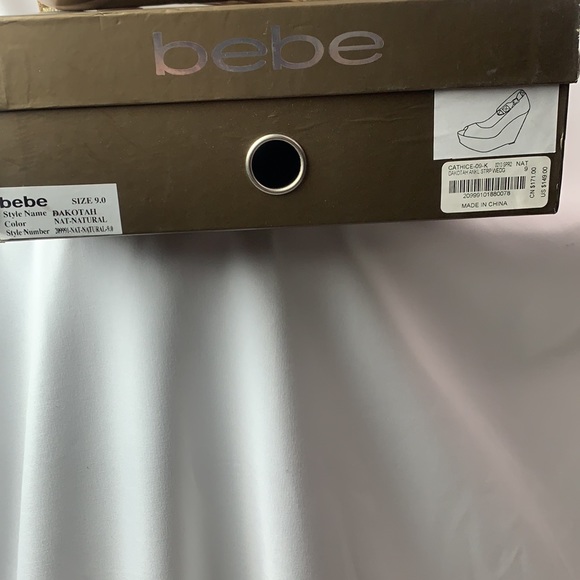 Bebe Nude Studded Ankle Strap Wedges - Picture 13 of 13